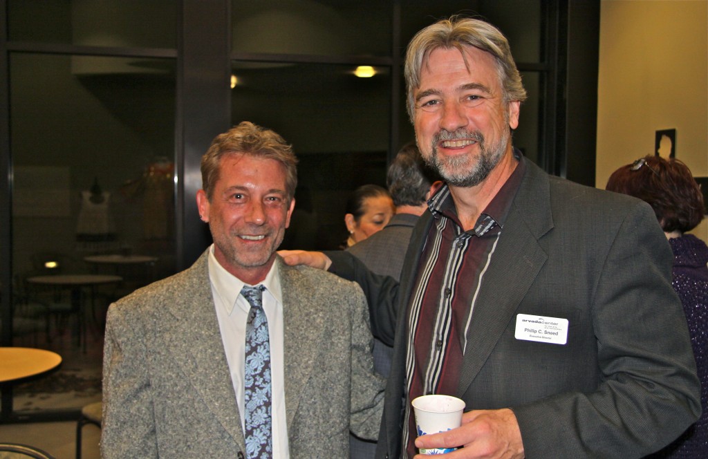 The Arvads Center's new top two -- artistic director Rod Lansberry and executive director Philip Sneed, at Tuesday's opening-night performance of "Blithe Spirit." Photo by John Moore for www.CultureWest.Org 