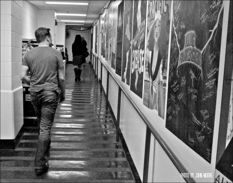 Mat Hostetler backstage at the Buell Theatre. Photo by John Moore.  