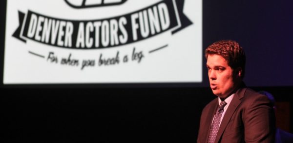 Denver Actors Fund President Will Barnette announced statewide eligibility at the recent Henry Awards. Photo by John Moore.